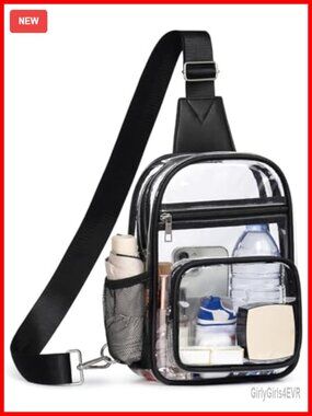 Clear Crossbody Sling Bag Stadium Approved with Water Bottle Holder